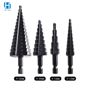 Hexagonal Shank Step Drill Bits Black 3-12/4-12/4-20/4-32 For Metal Drilling