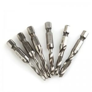 6PCS SAE Standards Composite Drill Taps Set HSS Machine Tapping Tools For Metal