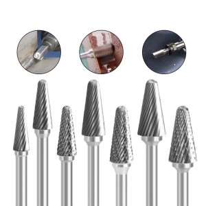 Conical Ball Nose Rotary File Burrs Tungsten Carbide Shape-L Abrasive Tools For Polishing