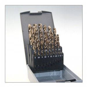 1-13 毫米尺寸 25 件套公制 DIN338 全磨削高速鋼麻花鑽頭套裝在塑料盒中