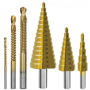 6Pcs Step Drill Bit Titanium For Woodworking Metal Core Hole Opener 4-12 4-20 4-32mm