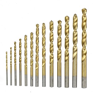 13PC Inch Size HSS4241 Titanium Coated Twist Drill Bit Set 1/16-1/2 For Metal Wood Plastic