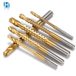 HK Titanium Coated HSS Twist Serrated Grooving Cutting Carpenter Side Cutting Tap Spiral Saw Drill Bits Woodworking Hole Too