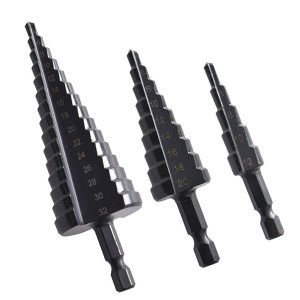 Hexagonal Shank Step Drill Bits Black 3-12/4-12/4-20/4-32 For Metal Drilling