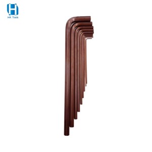 Allen Wrench S2 Extra Length L-Shaped Flat Head Bronze Hex Key Set