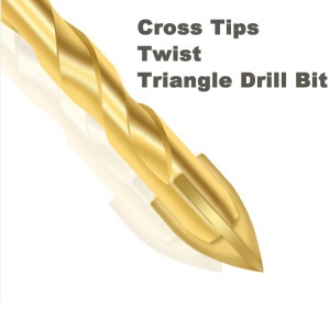 Hexagonal Shank Cross Twist Triangle Drill Bits Carbide For Glass Tile