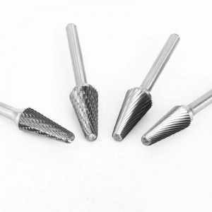 Conical Ball Nose Rotary File Burrs Tungsten Carbide Shape-L Abrasive Tools For Polishing