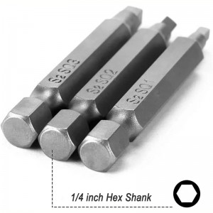 50mm Magnetic Robertson Screwdriver Bit S2 Steel Hex Shank Square Drive Bits SQ1 SQ2 SQ3