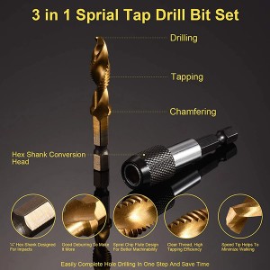 13PCS Hex Shank SAE Metric M3-M10 HSS Thread Tap Drill Bit Combination Multi-Functional Composite Drill Taps