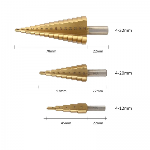 التغيير السريع Hex Shank Spiral Flute Drilling الفعال مع 3pcs HSS Step Drill Bit Set