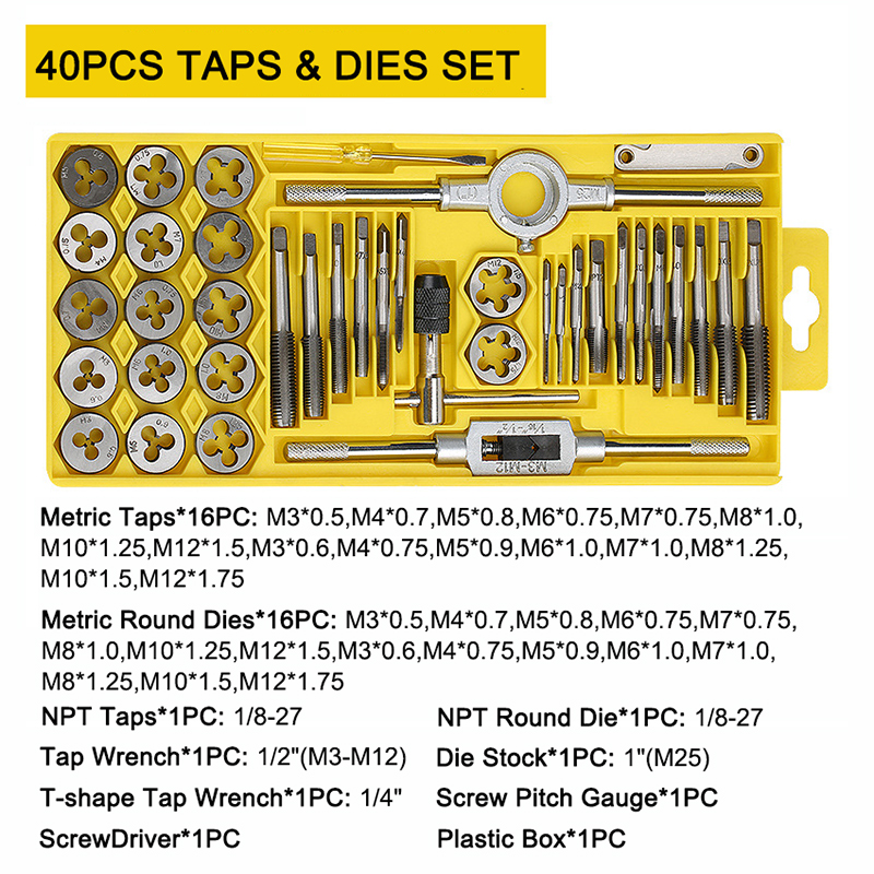 40PC taps dies set