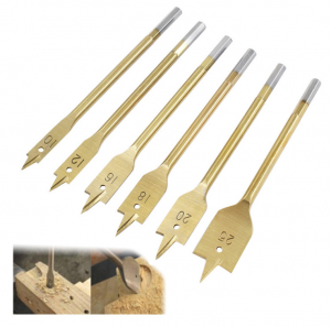 6PCS Wood Spade Drill Bit Set Titanium Coated 10-25mm Hexagonal Shank