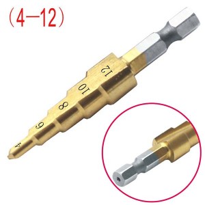 HSS4241 Titanium Coated Step Drill Bits With Hex Shank For Steel Plate