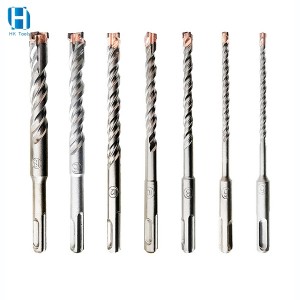 7pc Electric Hammer Drill Bit Set Two Pits Two Slots Round Shank Cross Bit For Concrete Walls