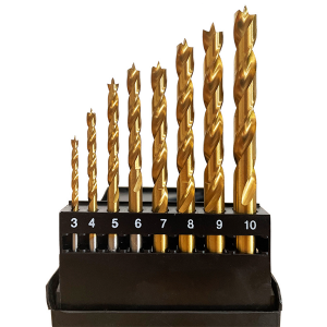 High Speed Steel Titanium Coated Brad Point Drill Bit Set 8PCS For Woodworking
