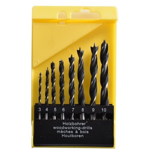 Wholesale Brad Point Drill Bits Set 3-10mm Round Shank For Woodwork Drilling