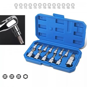 13PCS Torx Bit Socket Set T8-T70 1/4 3/8 1/2inch Screwdriver Drive Repair Tool