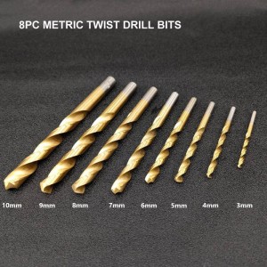 Pabrik Kualitas Tinggi Hot Jual 8 PCS HSS Twist Drill Bits Set Untuk Pengeboran Logam dalam Kotak Plastik