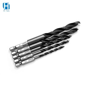 5PCS Hex Shank Woodworking Brad Point Drill Bit Three Tips For Reaming Drilling Tool