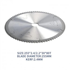 Manufacture 255*2.4/2.2*30*80T saw blade Professional Tct Hss Body Thin Kerf Circular Saw Blade For Aluminium