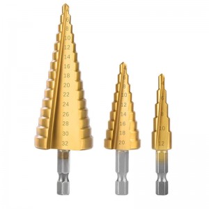 3 pieces hss Hexagon Shank Cobalt Titanium Coated 3-12mm 4-12mm 4-20mm pagoda step drill bit set
