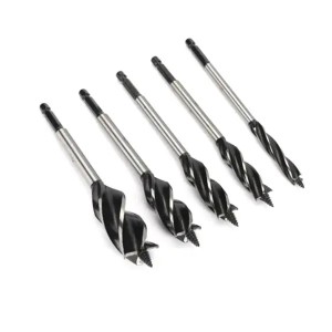 HK OEM Custom 4 Flutes Hex Shank Screw Tip Wood Auger Drill Bits For Woodworking Drilling