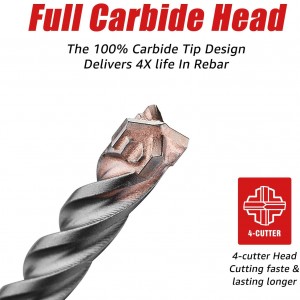 2/4-Cutter Concrete Masonry Carbide Tip Sds Plus Hammer Drill Bit