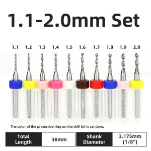 Tungsten Carbide PCB Mini Drill Bit Set 1.1-2.0mm For Print Circuit Board CNC Drill Bits Machine