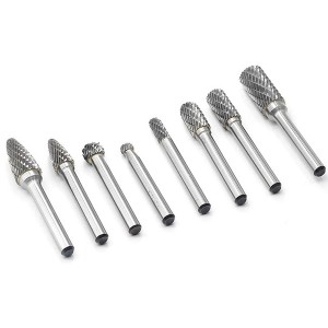8PCS Carbide Rotary Burr Set Double Slots Grinding Polishing Carving Tool For Die Grinder Kits