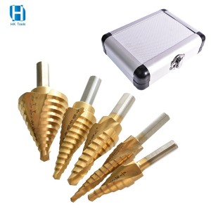 5PCS Inch Size HSS TiN Coated Step Drill Bit Spiral Flute For Reaming Tools