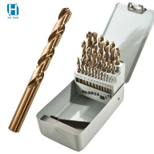 25PCS M35 HSS Cobalt Containing Twist Drill Bit Set With Metal Box For Metal Drilling