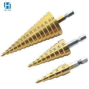 HSS4241 Titanium Coated Step Drill Bits With Hex Shank For Steel Plate