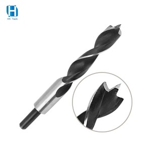 HK OEM Custom 4 Flutes Hex Shank Screw Tip Wood Auger Drill Bits For Woodworking Drilling