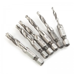 6PCS SAE Standards Composite Drill Taps Set HSS Machine Tapping Tools For Metal