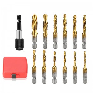 13PCS Hex Shank SAE Metric M3-M10 HSS Thread Tap Drill Bit Combination Multi-Functional Composite Drill Taps