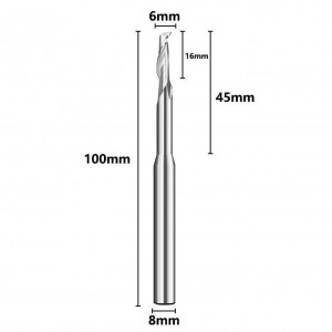 8mm Straight Shank Single Flute Spiral End Mill HSS Milling Cutters for Aluminum CNC Tools