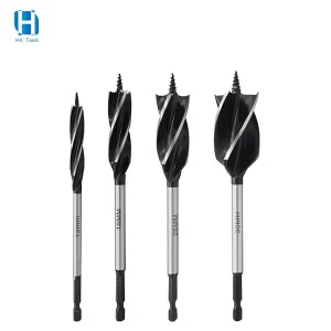 Fast Quick Change Hex Shank Wood Drilling Four Flutes Auger Drill Bit For Hardwood Softwood