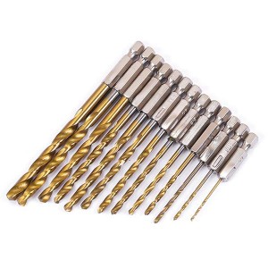 13PCS HSS 4241 Titanium Coated Hex Shank Twist Drill Bit For Sheet Metal