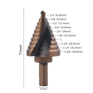 1/4″-1-3/8″ HSS Spiral Flute Step Drill Bit For Wood Metal Copper Drilling
