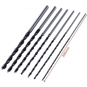 7PCS 300mm Extra Long Rolled Wood Brad Point Drill Bit Set For Wood Precision Drilling in PVC Pouch