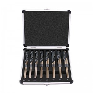 8PCS Inch Size HSS Sliver&Deming1/2″ Reduced Shank Drill Bits Set With Aluminum Box