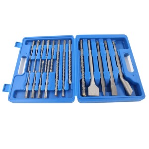 17PCS Rotary Hammer Drill Bits Chisels Kit SDS Plus Concrete Tool Whit Case