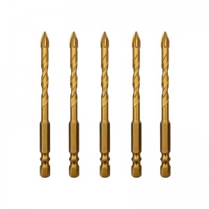 12MM Hex Shank Cross Heads Triangular Drill Bit Titanium Coated For Tile Glass Ceramic